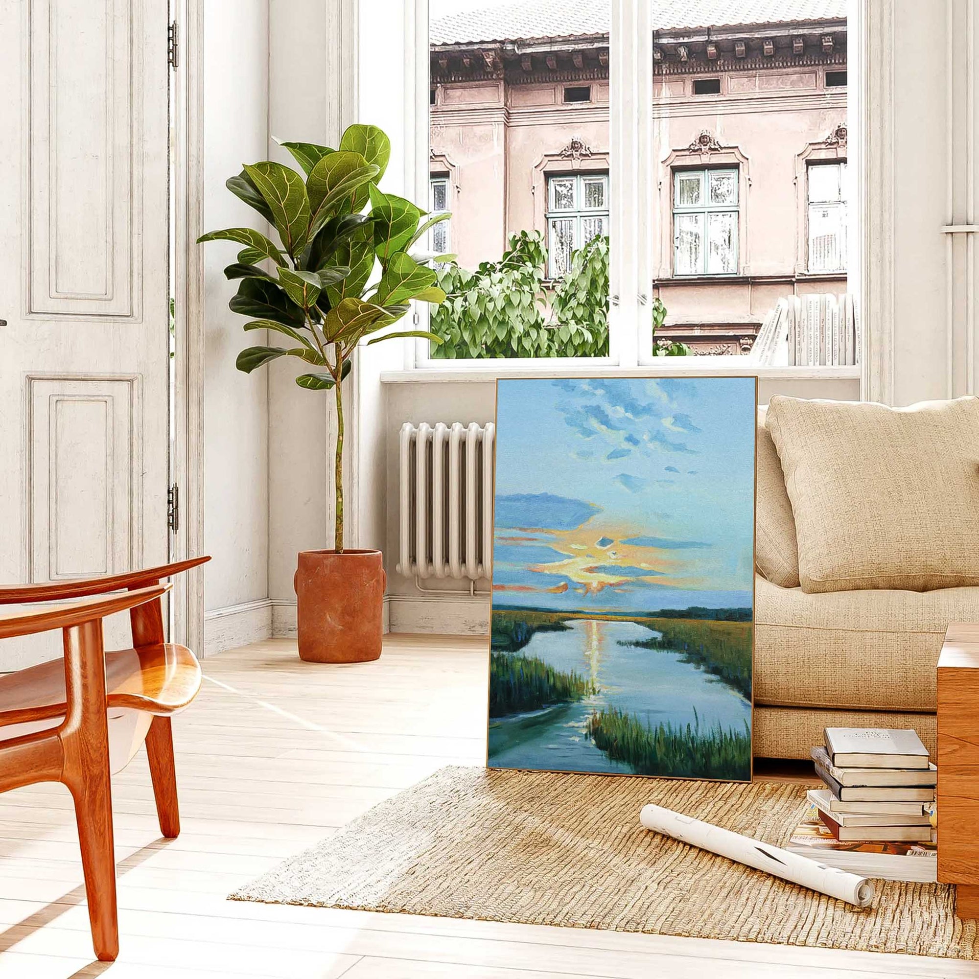 Escape to Nature's Beauty: Sunset River Scene