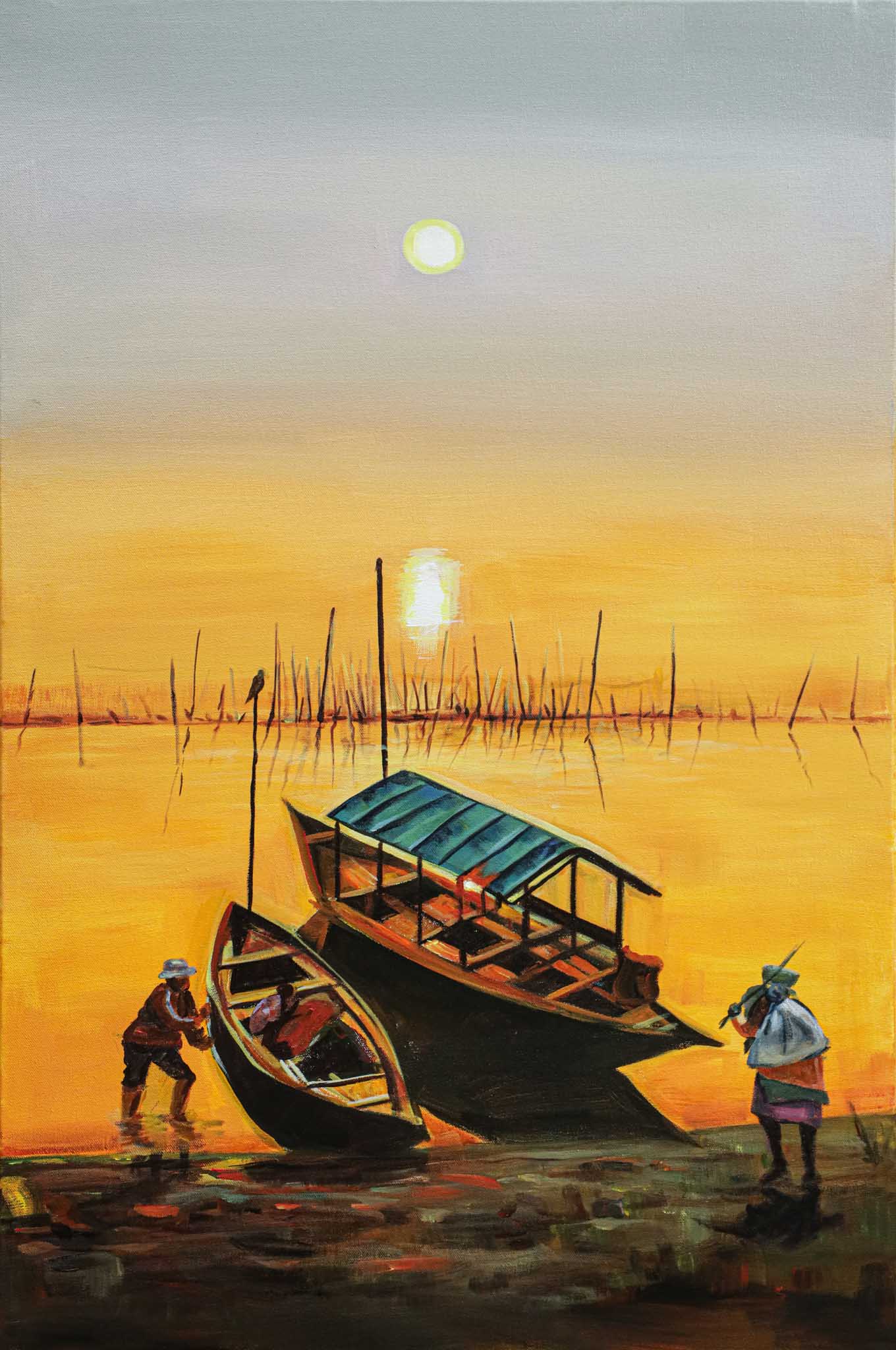 Serenity at Sunset: The Fisherman's Return